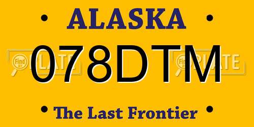 078DTM Alaska License Plate
