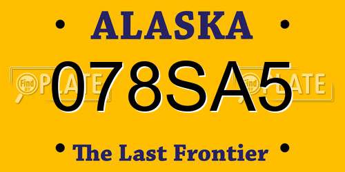 078SA5 Alaska License Plate