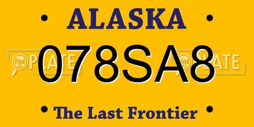 078SA8 Alaska License Plate