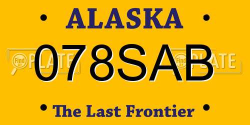 078SAB Alaska License Plate