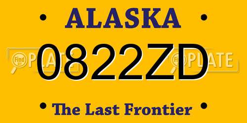 0822ZD Alaska License Plate