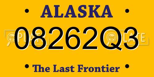 08262Q3 Alaska License Plate