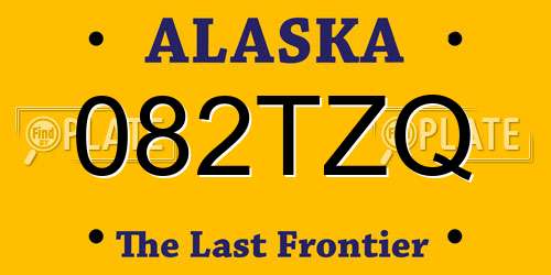 082TZQ Alaska License Plate