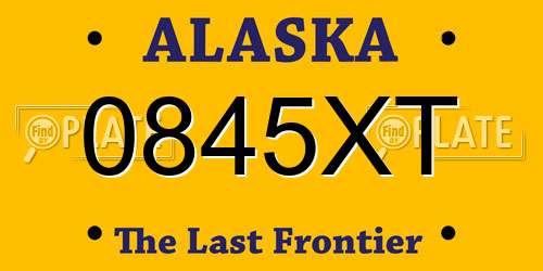 0845XT Alaska License Plate