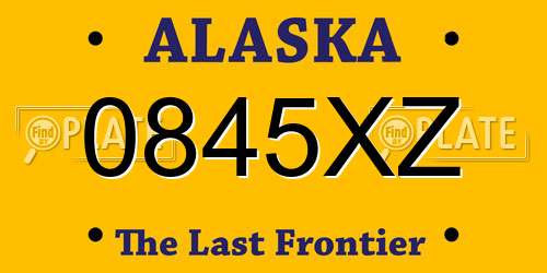 0845XZ Alaska License Plate