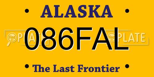 086FAL Alaska License Plate
