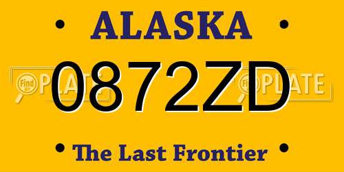 0872ZD Alaska License Plate