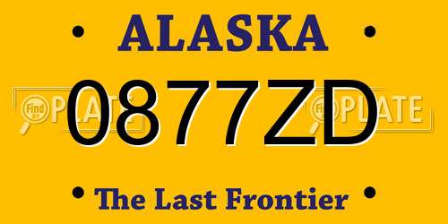0877ZD Alaska License Plate