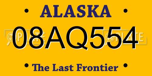 08AQ554 Alaska License Plate