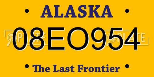 08EO954 Alaska License Plate