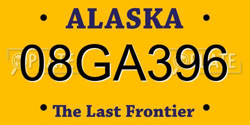 08GA396 Alaska License Plate