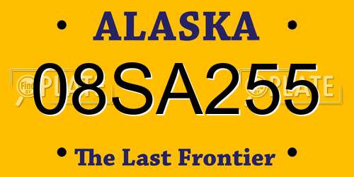 08SA255 Alaska License Plate