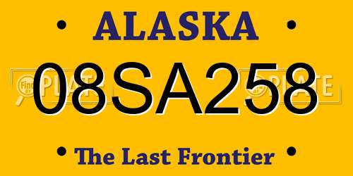 08SA258 Alaska License Plate