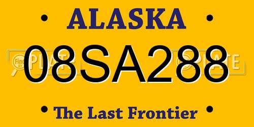 08SA288 Alaska License Plate