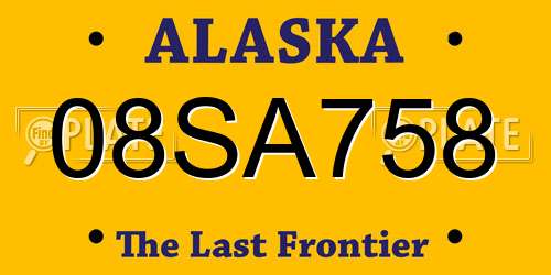 08SA758 Alaska License Plate