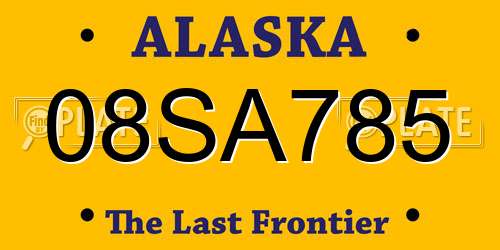 08SA785 Alaska License Plate