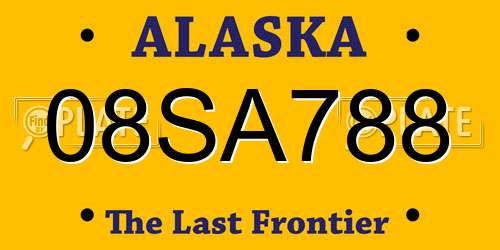 08SA788 Alaska License Plate