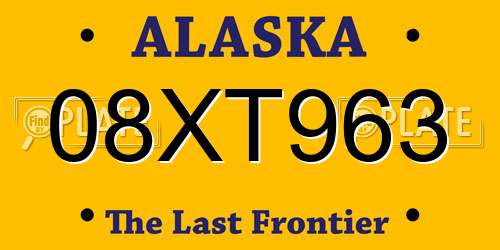 08XT963 Alaska License Plate