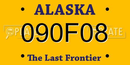 090F08 Alaska License Plate