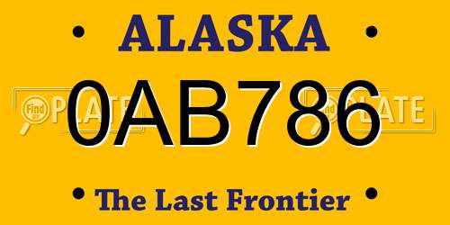 0AB786 Alaska License Plate