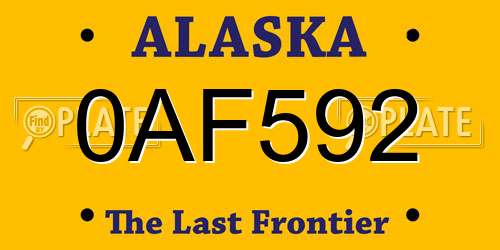 0AF592 Alaska License Plate