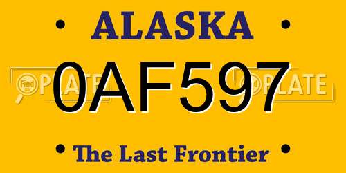 0AF597 Alaska License Plate