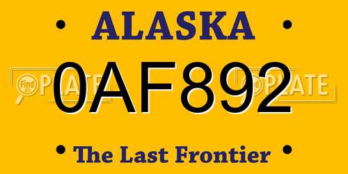 0AF892 Alaska License Plate