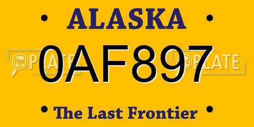 0AF897 Alaska License Plate