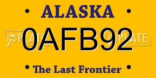 0AFB92 Alaska License Plate