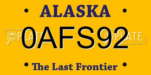0AFS92 Alaska License Plate