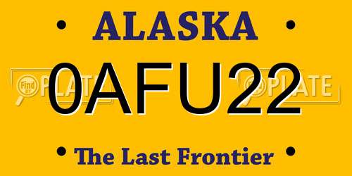 0AFU22 Alaska License Plate