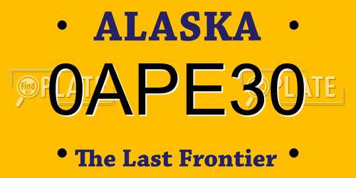 0APE30 Alaska License Plate