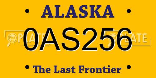0AS256 Alaska License Plate