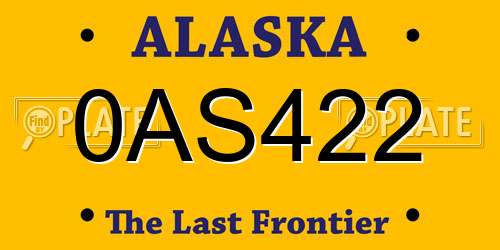0AS422 Alaska License Plate