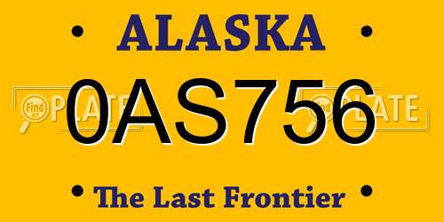0AS756 Alaska License Plate