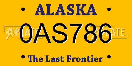 0AS786 Alaska License Plate