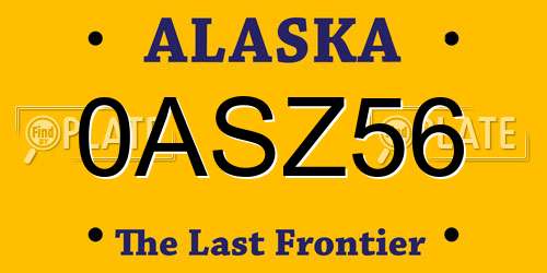 0ASZ56 Alaska License Plate