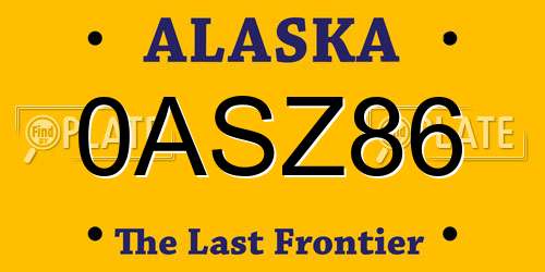0ASZ86 Alaska License Plate