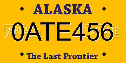 0ATE456 Alaska License Plate