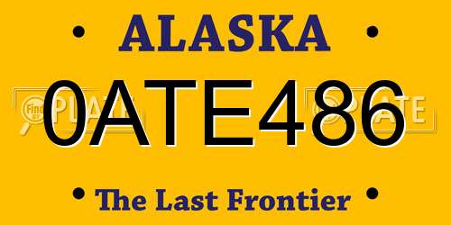 0ATE486 Alaska License Plate