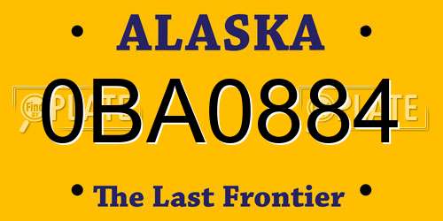 0BA0884 Alaska License Plate