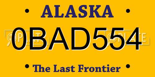 0BAD554 Alaska License Plate