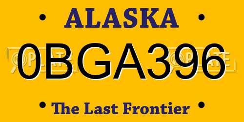 0BGA396 Alaska License Plate