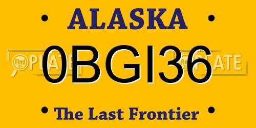 0BGI36 Alaska License Plate