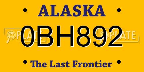 0BH892 Alaska License Plate