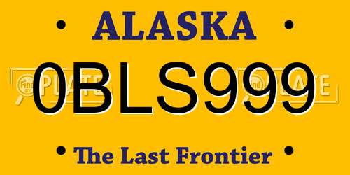 0BLS999 Alaska License Plate