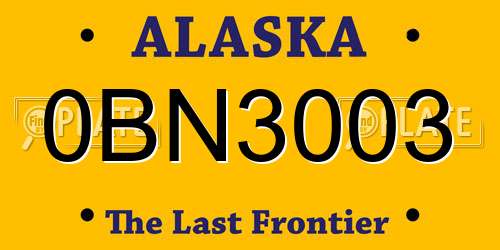 0BN3003 Alaska License Plate