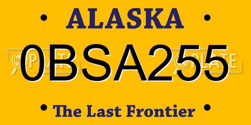 0BSA255 Alaska License Plate