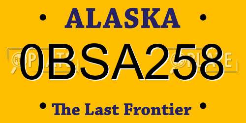 0BSA258 Alaska License Plate