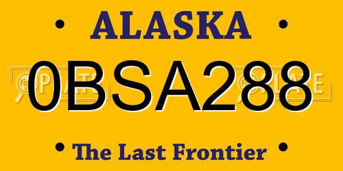0BSA288 Alaska License Plate